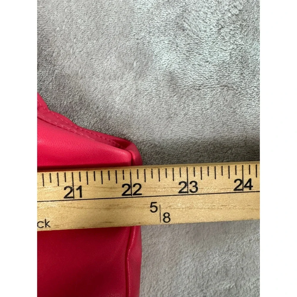 Simply Southern Kids Puffer Vest Pink Faux Leather Collared Button Front‎ Size L